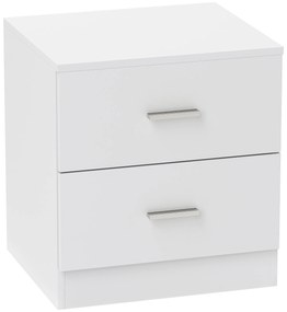 HOMCOM Mesa de Cabeceira Moderna Mesinha de Cabeceira com 2 Gavetas para Sala Quarto Capacidade 30 kg 45x39,5x49 cm Branco