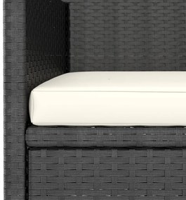 4 pcs conjunto de cadeiras e bancos de jardim vime PE preto