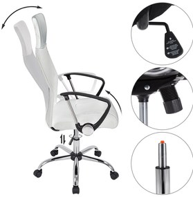 Cadeira de escritório Deluxe com encosto ergonómico 60 x 113-122 cm Branco