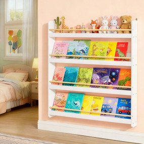 Estante infantil, 4 níveis, estante para brinquedos 12 x 80 x 100 cm branco-natural