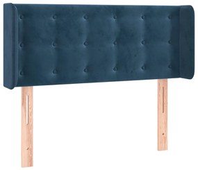 Cabeceira de cama c/ luzes LED veludo 93x16x78/88cm azul-escuro