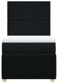 Cama com molas/colchão 100x200 cm tecido preto