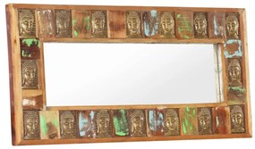 vidaXL Espelho com budas 110x50 cm madeira recuperada maciça
