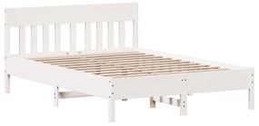 Cama sem colchão 140x200 cm madeira de pinho maciça branco