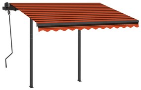 Toldo retrátil manual com postes 3x2,5 m laranja e castanho