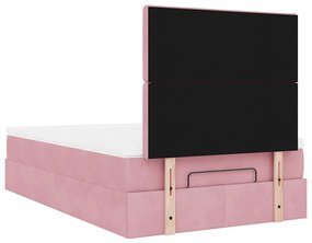 Estrutura de cama otomana com colchões 120x200 cm veludo rosa