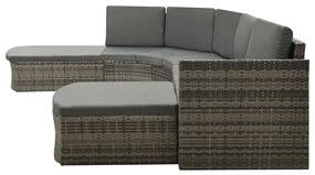 4 pcs conjunto lounge de jardim c/ almofadões vime PE cinzento