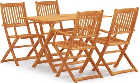 vidaXL 5 pcs conj. jantar exterior dobrável madeira eucalipto maciço