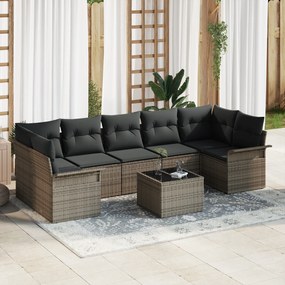 Conjunto de Sofás de Jardim com Almofadas de 8 Peças Cinza Rattan Sint