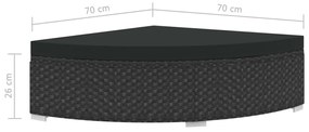 6 pcs conjunto lounge de jardim c/ almofadões vime PE preto