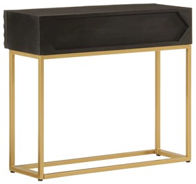 Mesa consola 90x30x76 cm mangueira maciça e ferro preto