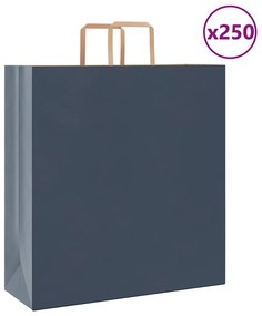 vidaXL Sacos de papel 250 unid com alças azul 45x17x48 cm