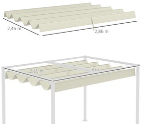 Cobertura para Pérgola Retrátil 286x245 cm Teto de Substituição para Pérgola com Proteção UV30+ para Pérgola de 3x2 cm Creme