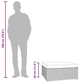 Apoio de pés p/ jardim c/ almofadão 70x70x30cm vime PE castanho