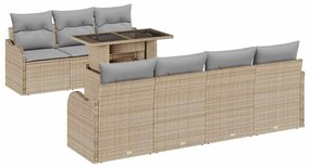 Conjunto de Sofá para Jardim com 8 peças e almofadas em rattan poliést