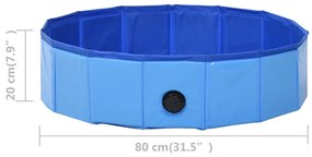 Piscina para cães dobrável 80x20 cm PVC azul