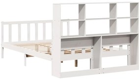 Cama com estante sem colchão 150x200 cm pinho maciço branco