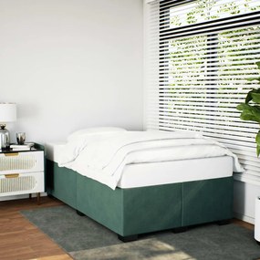 Estrutura de cama sem colchão 120x200 cm veludo verde-escuro