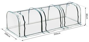 Estufa para jardim, terraço cultivo de plantas estufa de jardim caseiro, tipo túnel, moldura de aço e pvc 350x100x80 cm