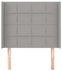 Cabeceira de cama c/ abas tecido 93x16x118/128cm cinzento-claro