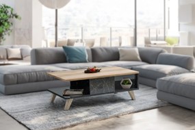 Mesa de Centro Sumer – Carvalho e Mármore – 90x35,6x54 cm