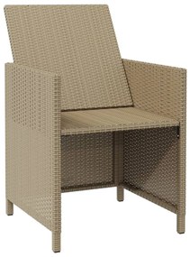 Cadeiras de jantar p/ jardim com almofadões 4 pcs vime PE bege