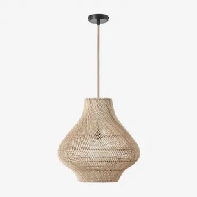 Lâmpada De Teto Suspensa Em Rattan Magali Natural - Preto & Ø50 Cm - ↑50 Cm Magali - Sklum