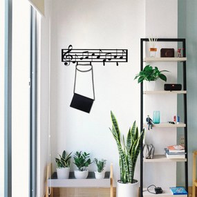Cabide de Parede em Metal Wh-106 – Preto – 60 x 19 cm