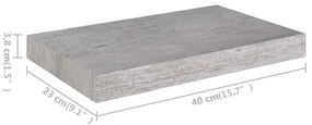 Prateleiras de parede 4 pcs 40x23x3,8 cm MDF cinzento-cimento