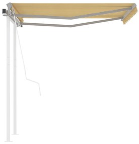 Toldo retrátil automático com postes 3,5x2,5 m amarelo e branco