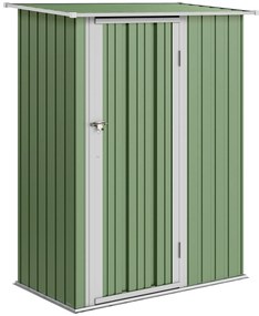Outsunny Abrigo de Jardim 1,07㎡ 142x84x189 cm Abrigo de Armazenamento Abrigo de Ferramentas com Teto Inclinado e Porta Verde Clar | Aosom Portugal