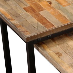 Conjunto mesas centro encastrar 2 pcs teca reciclada maciça