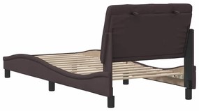 Estrutura de cama sem colchão 80x200 cm tecido castanho-escuro