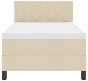 Cama Box com Colchão &amp; LED Creme 90x190 cm Tecido