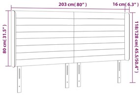 Cabeceira cama c/ abas tecido 203x16x118/128 cm cinzento-escuro