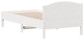 Estrutura de cama com cabeceira 90x190 cm pinho maciço branco