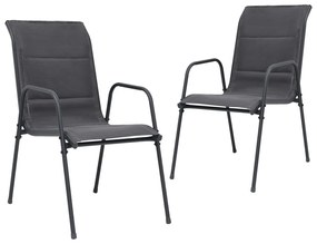 Cadeiras de jardim empilháveis 2 pcs aço e textilene antracite