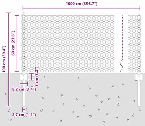 Postes de Cerca vidaXL 5 pcs U-Channel Cinza 60 cm Aço