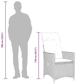 9 pcs conjunto de jantar p/ jardim c/ almofadões vime PE preto