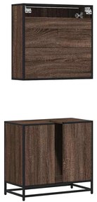 2 pcs conj. móveis WC derivados madeira cor carvalho castanho