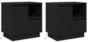 Cômodas de Cabeceira  com LED 2 pcs Carvalho Preto 50x34,5x50 cm