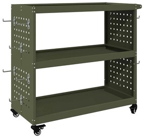 Carro de Ferramentas com prateleira com roda Verde-oliva 75 x 35 x 73