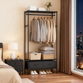 Guarda-roupa com prateleiras em rede design aberto 40 x 90 x 180 cm preto