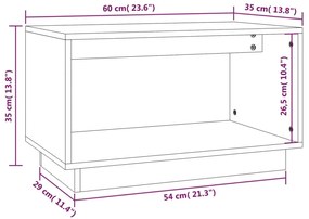 Móvel de TV 60x35x35 cm madeira de pinho maciça castanho mel