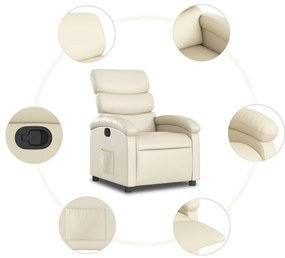 Poltrona reclinável couro artificial cor creme