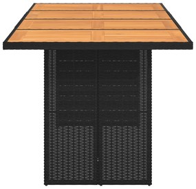 Mesa de jardim com tampo em acácia 190x80x74 cm vime PE preto