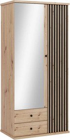 Roupeiro Venmava 116, Preto, Carvalho Artisan, 213x100x60cm, 118.8 kg, Portas para roupeiro: Com dobradiças