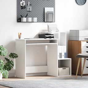Mesa de Computador Branca Branca Aglomerado Padrão Armazenamento