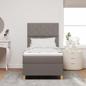 Cama Box Spring com Colchão &amp; LED Taupe 100x200 cm Tecido