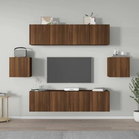 vidaXL Conjunto móveis de TV 6pcs madeira processada carvalho castanho
